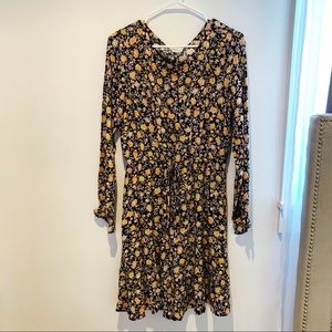 Floral Tie Waist Ruffle Flare Dress